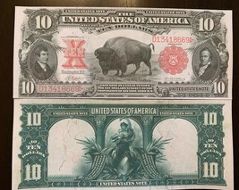 Reproduction $10 Bill United States Note 1901 Lewis &amp; Clark, American Bison Copy - £3.18 GBP