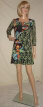 ADORE DARK GREEN laser cut multi color Dress Sz M NEW - $31.28