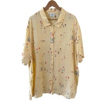 Vintage Hot Cotton Womens Top 3X Cottagecore 100% Linen Flower Button Ar... - $29.99
