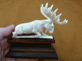moose-27 white Moose Elk bull running shed ANTLER figurine Bali detailed... - $77.83