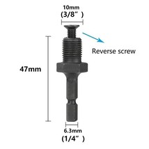 Drill Chuck Adapter  3/8-24UNF Male Thread Reverse Screw Hex Shank NEW - $9.89