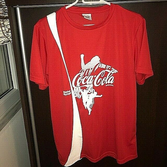 coca cola red t shirt mission olympic 2014  schutzmarken size M boys - $42.47