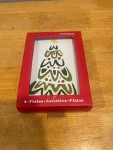 CRATE &amp; BARREL Set Of 4 Christmas Jolly Trees APPETIZER PLATES By Jane D... - $931.02 MXN