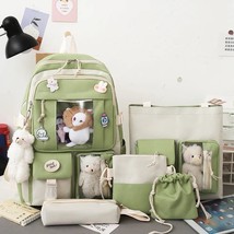 5pcs Kawaii Women Backpack  Pattern Korean Cute Student Girl Schoolbag Book Bags - £96.09 GBP