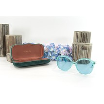 Gucci Round 59MM Azure Acrylic Metal Sunglasses NWT GG0521S - £154.40 GBP