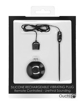Shots Ouch Urethral Sounding Silicone Rechargeable &amp; Remote Vibrating Plug - Blk - £33.51 GBP