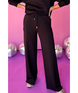 Black Zipper Stand Neck Top and Wide Leg Pants Set - $55.77