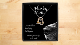 Husky Mom Necklace Gift for Dog Mom Sterling Silver Heart Jewelry Huskie Mom Pup - £40.69 GBP