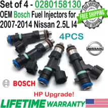 Bosch OEM 4Pcs HP Upgrade Fuel Injectors for 2007-2014 Nissan, Renault 2.5L I4 - £101.98 GBP