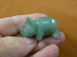 Y-PIG-ST-579) little green Aventurine PIG piglet gemstone FIGURINE pigs ... - $18.69