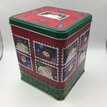 Santa&#39;s Workbench Square Canister Holiday Kitchen Decor Cookies Candy Jar 5.25&quot; - £15.89 GBP
