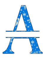 ABC Set1 Split Letter Monogram-Digital ClipArt-Snow-Gift Tag-Christmas-Scrapbook - £0.98 GBP