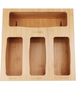Bag Storage Organizer, Premium Bamboo Kitchen Food Baggie Dispenser Box - £11.42 GBP
