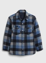 New GAP Kids Boys Blue Plaid Pointed Collar Long Sleeve Pockets Shirt Jacket 8 - $59.39