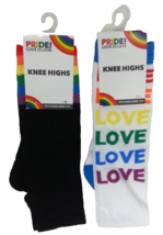 2 Pairs x Pride knee high RAINBOW &amp; LOVE socks, Shoe Sz 5-9 NewWith Tag - $13.85
