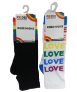 2 Pairs x Pride knee high RAINBOW &amp; LOVE socks, Shoe Sz 5-9 NewWith Tag - $19.42 CAD