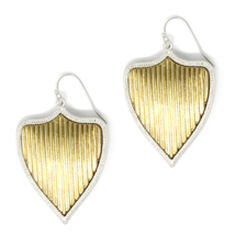 Metal Shield Dangle Earrings Silver and Gold - £10.46 GBP