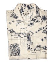 Vintage Howie Hawaiian Shirt Men’s Hawaii Island Chart Map Made USA Aloh... - £15.58 GBP
