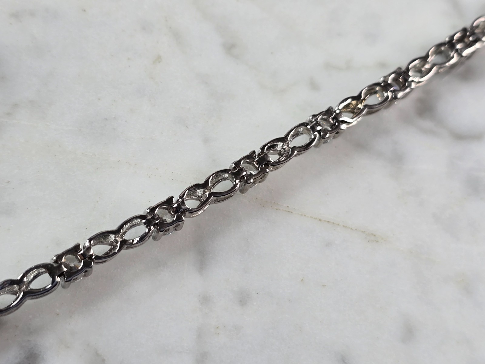 Womens Vintage Estate Sterling Silver CZ Tennis Bracelet, 12.3g E3693 Item image 2