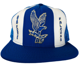 Vintage Air Force Falcons Cap Snapback Blue Trucker Hat Flying Eagle - £31.44 GBP