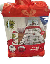 The Grinch Reversible Comforter Set 2 Piece Twin/Full Christmas Bedding - £70.62 GBP