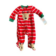 Carter&#39;s Just One You 3-month Reindeer fleece PJ&#39;s Sleeper Red Stripe New NWT - £7.95 GBP