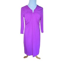 Daisy Fuentes Chic Dress Orchid Purple Ruched Neckline Shieath Dress Small New - $22.68