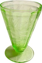 Jeanette Glass Green Floral Poinsettia Footed 4&quot; Tumbler - £11.00 GBP