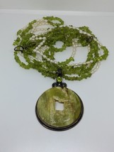Vintage Sterling Silver 925 Jade And Pearl Chinese Carved Pendant Necklace 18&quot; - £195.91 GBP