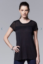 Simply Vera Wang Lovely Lace Tee Size: Xs (Extra Small) New Black Soft - £48.36 GBP