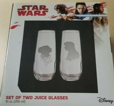 Disney Star Wars Set of Two 10oz Juice Glasses Han Leia NEW Wedding Toast - £25.71 GBP