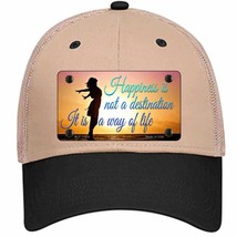 Happiness Way Of Life Sunset Novelty Khaki Mesh License Plate Hat - £22.70 GBP