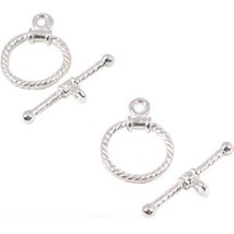 2 Sterling Silver Twisted Toggle Clasps Necklace Bracelet Jewelry Making  - £11.36 GBP