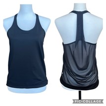 Lululemon Gym Yoga Sheer Back Mesh Racerback Tank Drawstring Hem Black S... - £20.92 GBP