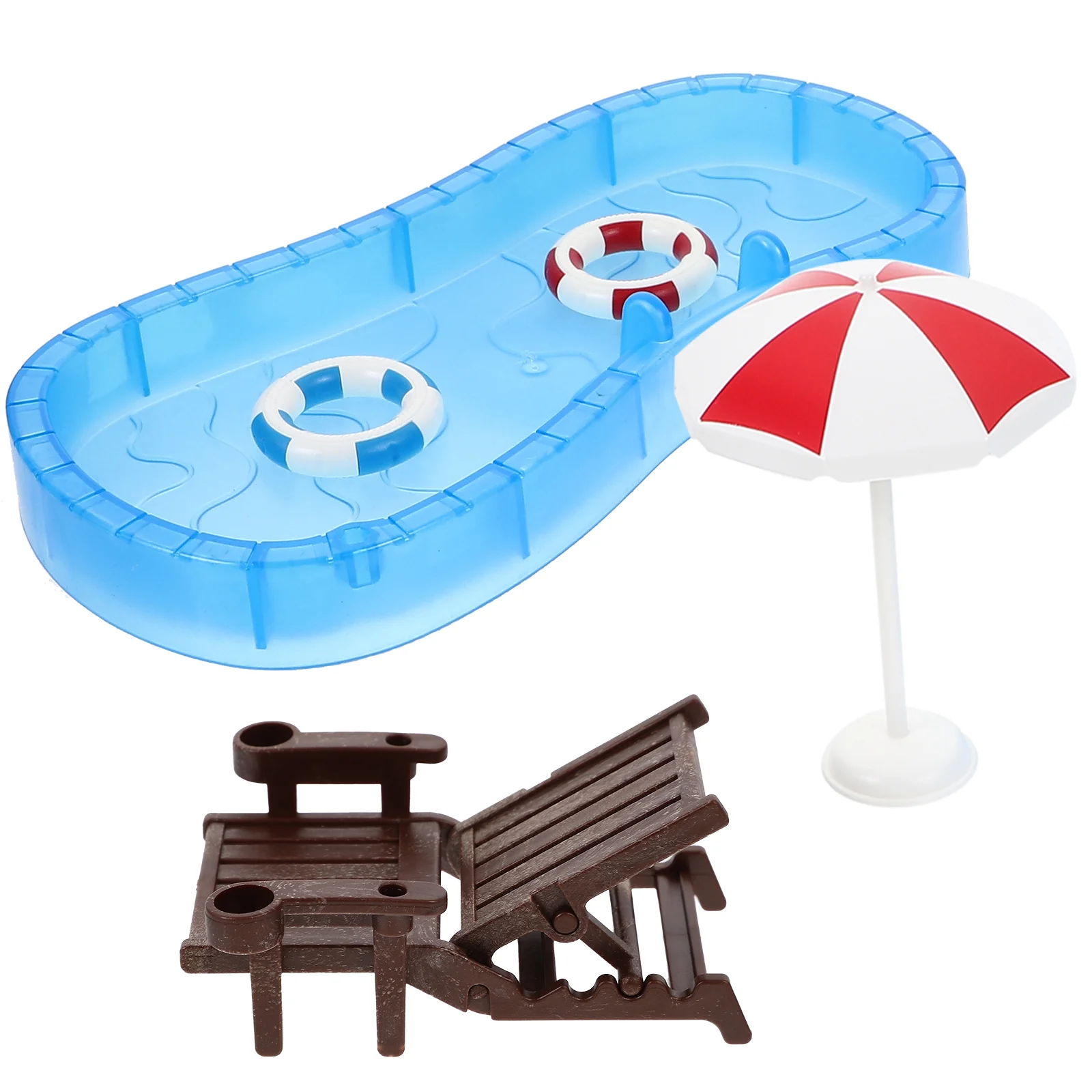 Scale Dolls Pool Doll House Furniture And Accessories Set Micro Scene Ornaments - £12.46 GBP