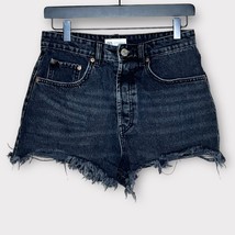 ZARA high rise faded black button fly cutoff jean denim shorts size 6 - £22.06 GBP