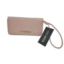 Steve Madden Wristlet Blush Pink Embossed Logo Wallet Large Zip Around - £16.19 GBP