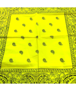 Paisley Bandanna Handkerchief Bright Yellow Cotton Made in USA Fast Colo... - £7.79 GBP