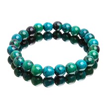6/8/10mm Chrysocolla Malachite Bracelets For Women Men Natural Stone Beads Brace - £12.60 GBP