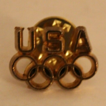 USA Gold Color Metal Olympics Logo Lapel Pin - £7.61 GBP