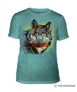 Painted Wolf Unisex Adult T-Shirt Teal Green by The Mountain 100% Cotton - £21.55 GBP