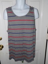 Carbon Gray W/Red,Blue Stripes Tank Top Size 2X Men&#39;s EUC - £12.18 GBP