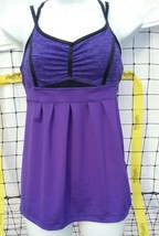 Zella Lulu Women&#39;s Purple Black Strappy Workout Yoga Tank Top Shirt Small - £11.60 GBP