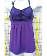Zella Lulu Women&#39;s Purple Black Strappy Workout Yoga Tank Top Shirt Small - £11.67 GBP