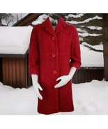 Vintage Red Mohair Wool Boucle Coat Womens S Nubby Jack Bloom Bracelet S... - $997.49 MXN