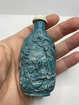 Vintage Dragon Perfume Snuff Bottle Carved Cinnabar Resin - £43.04 GBP
