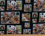 Cotton Zoo Selfies Safari Jungle Animals Black Cotton Fabric Print BTY D... - $10.95