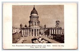 City Hall Building Before FIre San Francisco California CA UNP UDB Postcard W16 - £3.07 GBP