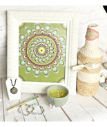 BEACH GIFT SET #13 Hand Painted Mandala Picture, Hand Poured Candle, Pen... - $53.95