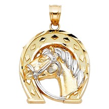 14K Two-Tone Gold Unisex Lucky Horseshoe Pendant - £223.81 GBP